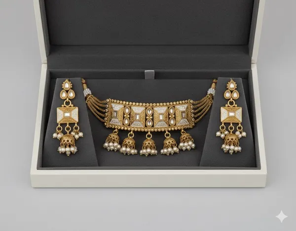 Gold_Noorani_Antique_Pearl_Choker_Necklace_Set_For_Women